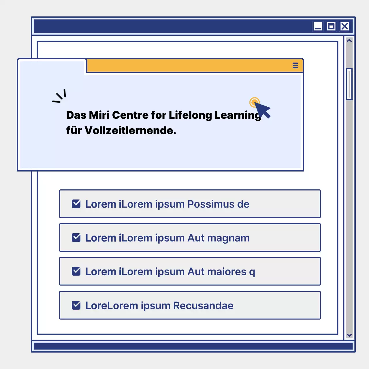 Förderung der Anwerbung von Lernenden durch ein einfaches Lernzentrum in Gelb und Marineblau