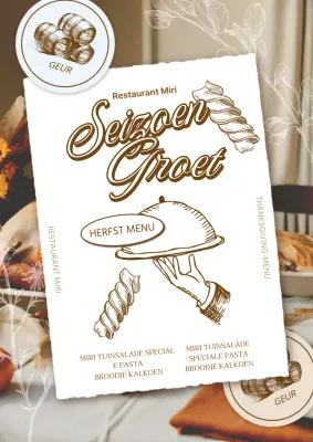 Vintage restaurant in beige en ivoor voor het herfstseizoenGroetbericht