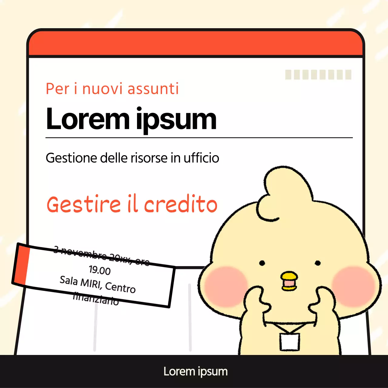 Pubblicità di carte di credito minimaliste gialle e rosse per gli acquirenti alle prime armi