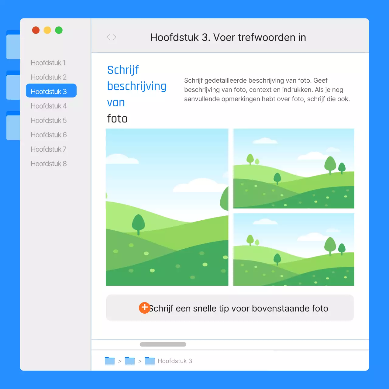 Eenvoudige monitor UI rapporten in blauw en oranje