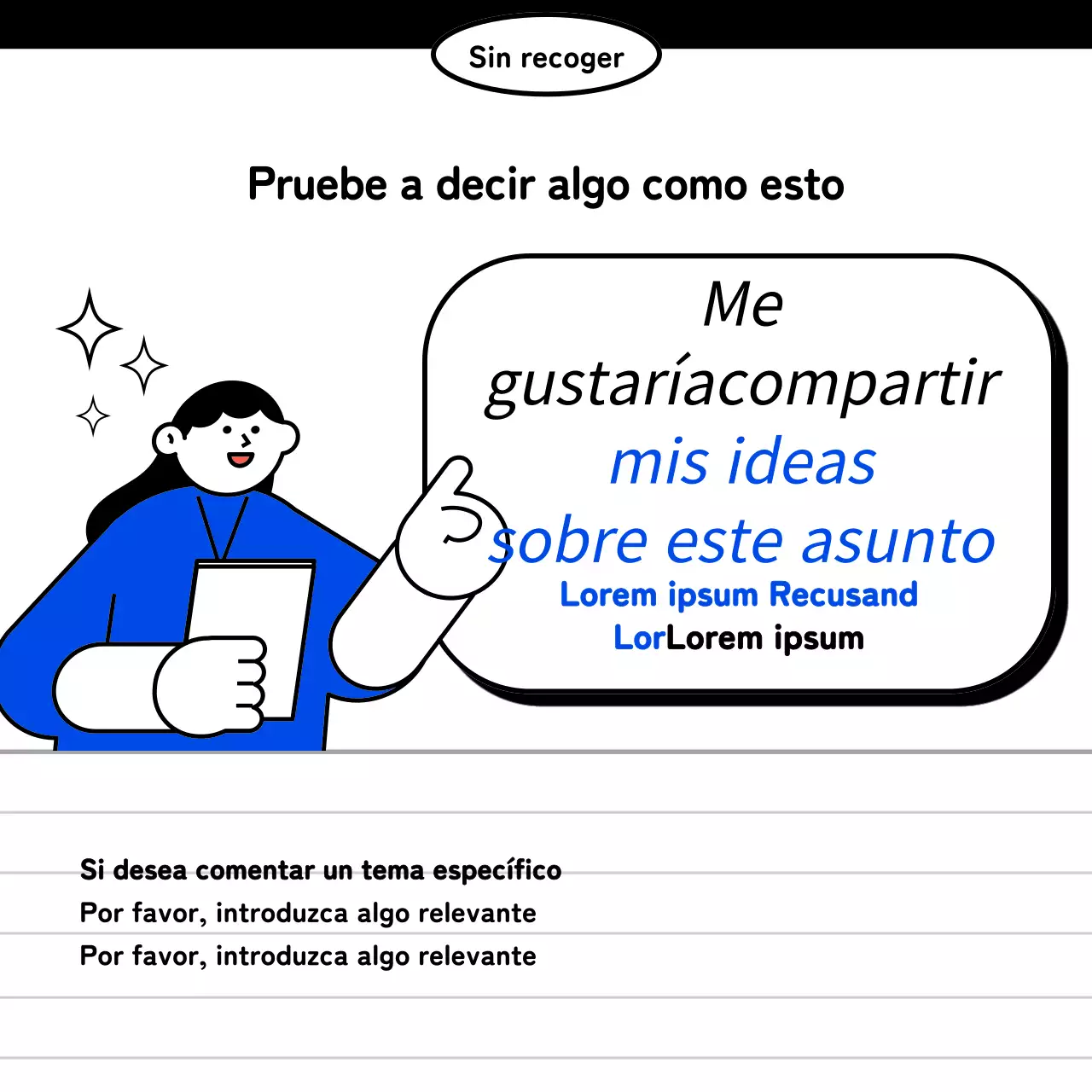 Kitschy business English posts en azul y blanco y negro