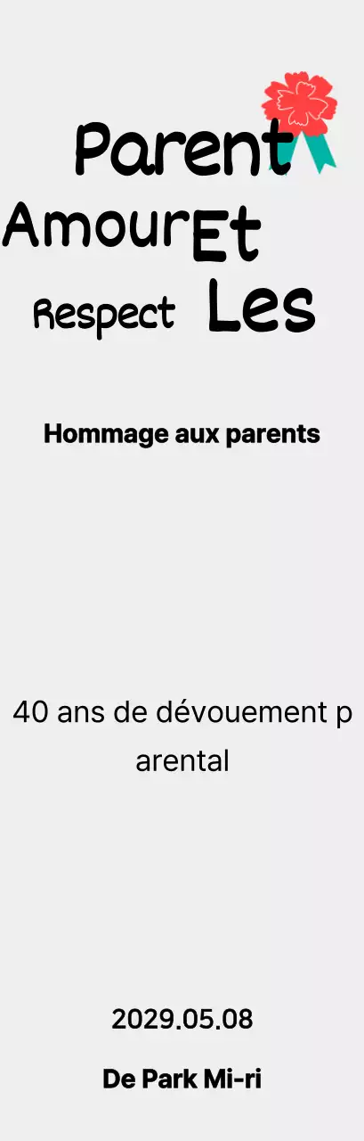 Calligraphie de la fête des mères avec illustration d'un œillet rouge