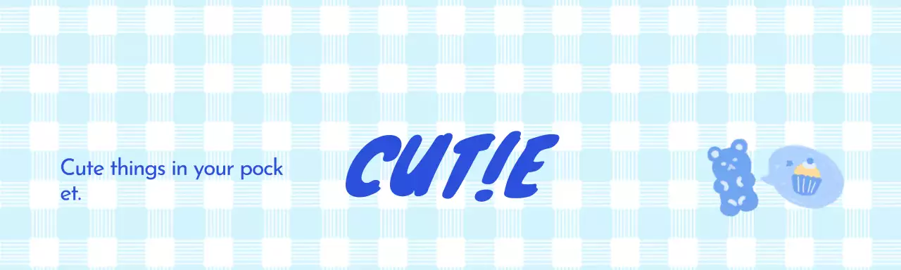 Checkered and cute character merchandise header tag