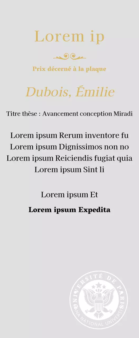 Plaque de diplôme luxueuse avec logo de l'école et bordure dorée