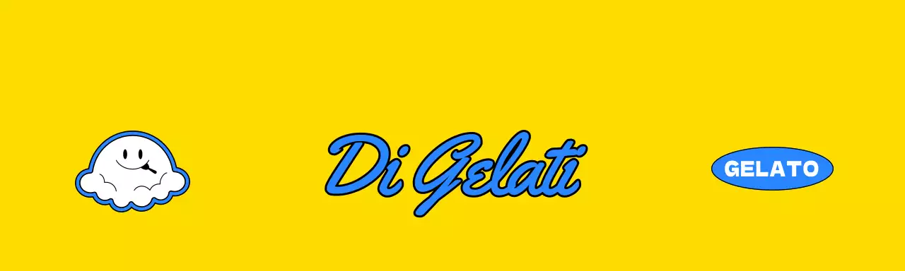 Etichetta di intestazione del merchandising a marchio gelato giallo e blu