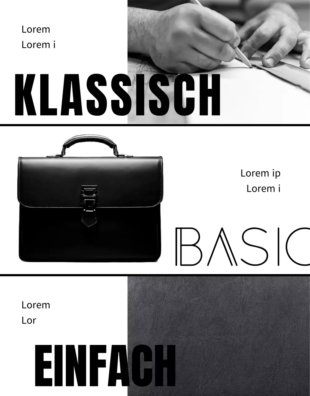 Minimalistische Taschenanzeige in Schwarz und Weiß