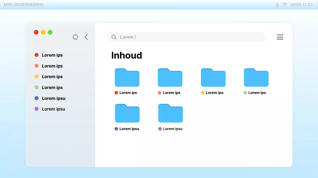 Presentatie op de trendy lichtblauwe PC-desktop UI