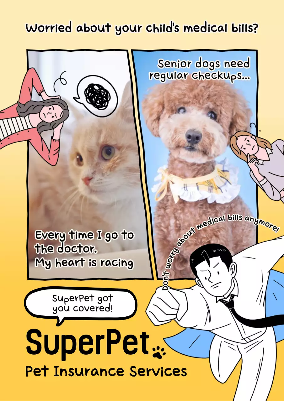 Yellow Comic Pet Promotion Poster