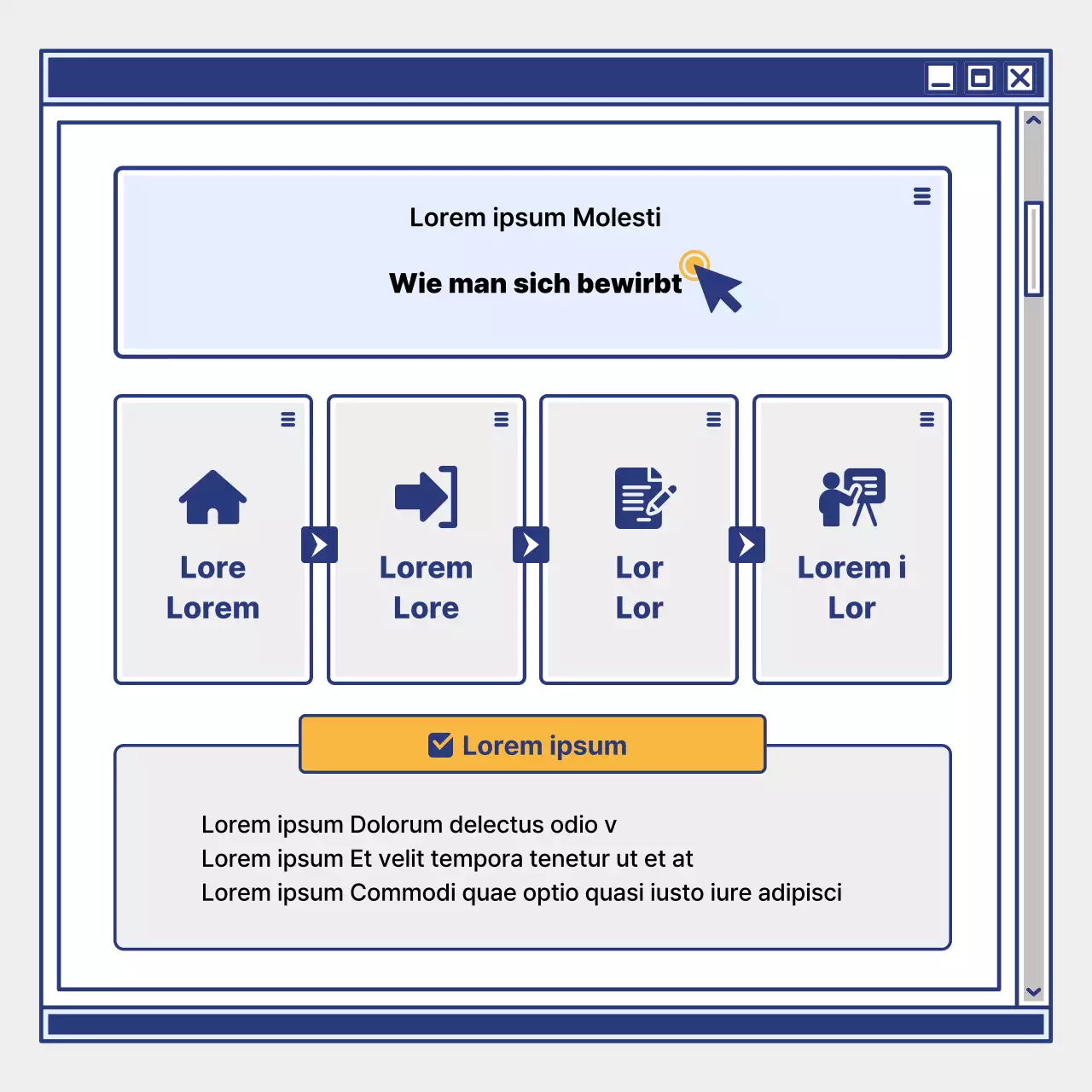 Förderung der Anwerbung von Lernenden durch ein einfaches Lernzentrum in Gelb und Marineblau