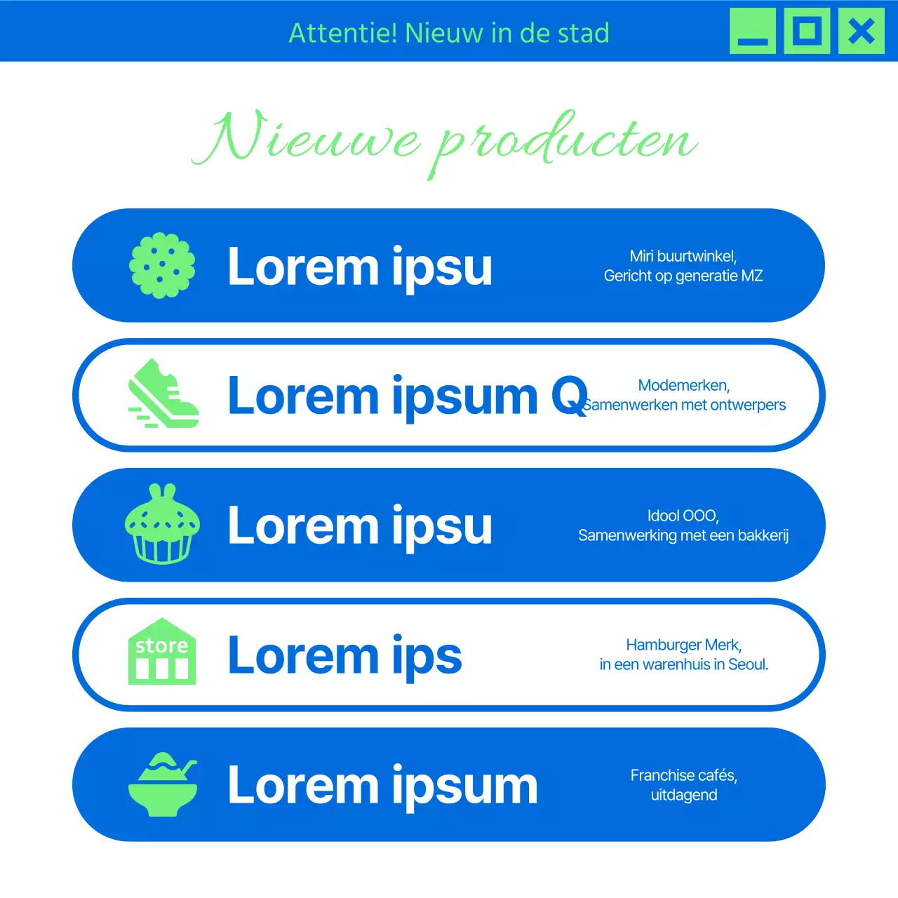 Promoot trendy marketingnieuws in chartreuse en blauw