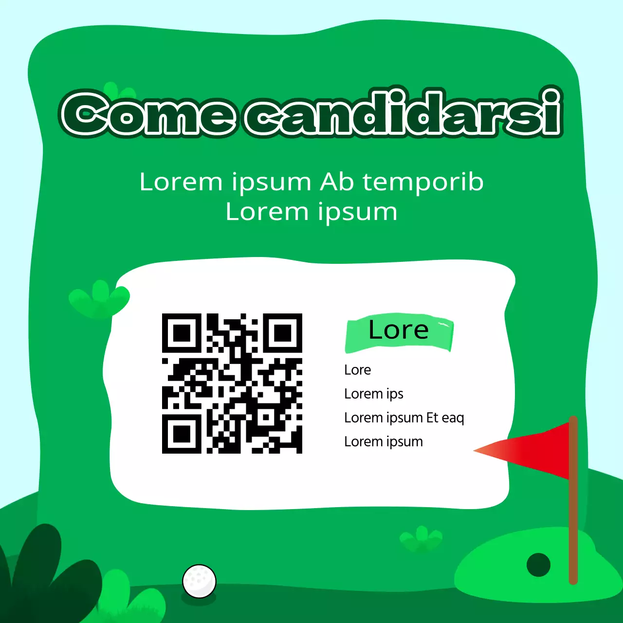  Annuncio di reclutamento di una società sportiva kitsch in verde e azzurro