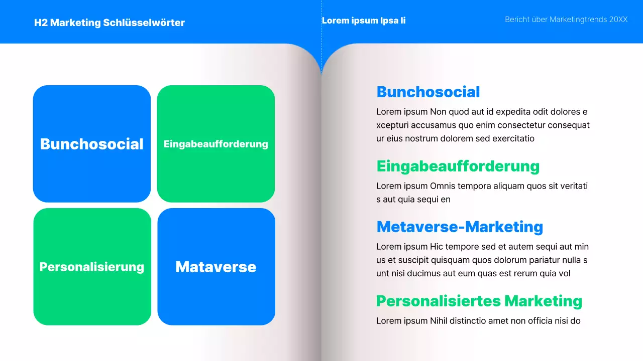 Kitschiger Marketing-Trendbericht der Generation MZ in Blau und Mint