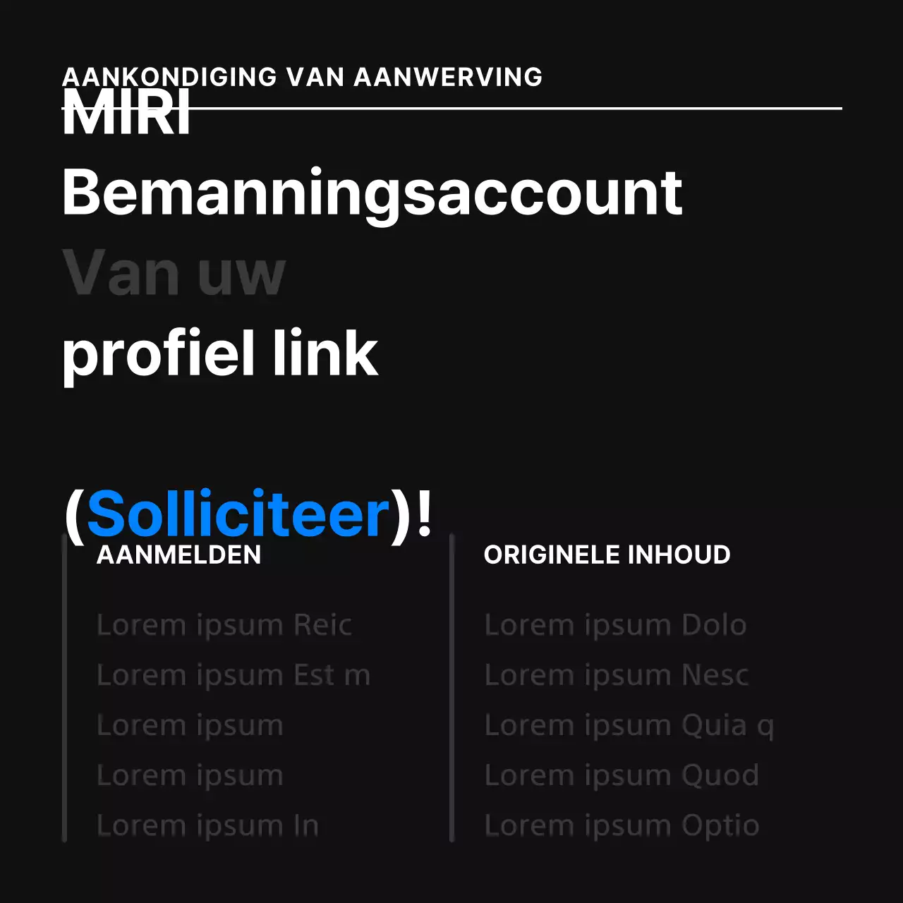 Een eenvoudige vacature in zwart en blauw