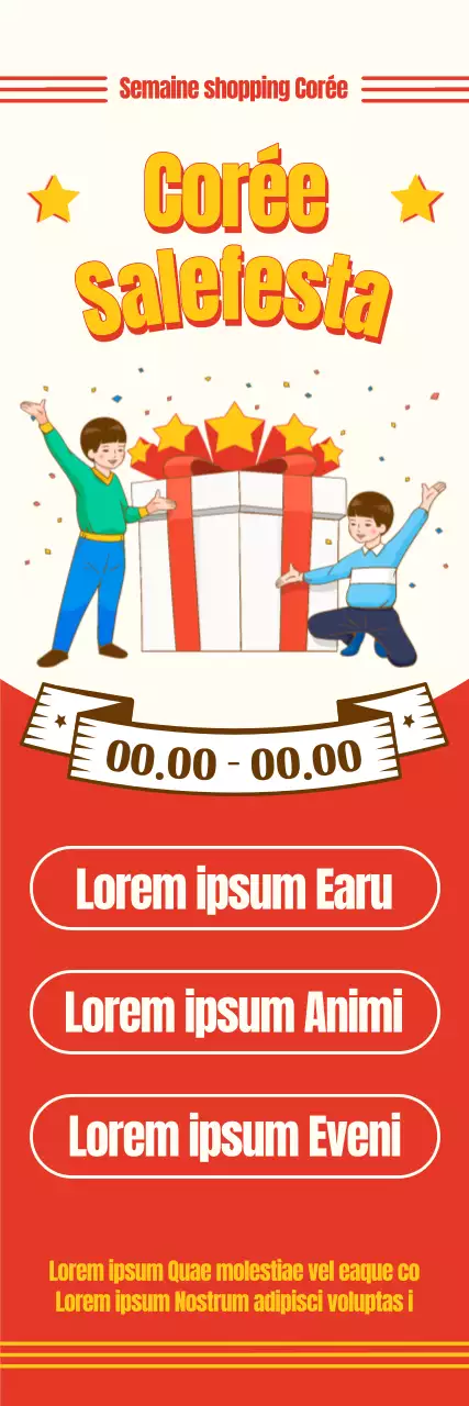 Korea Sale Festa : les bonnes affaires du shopping avec des illustrations et des polices de caractères rétro