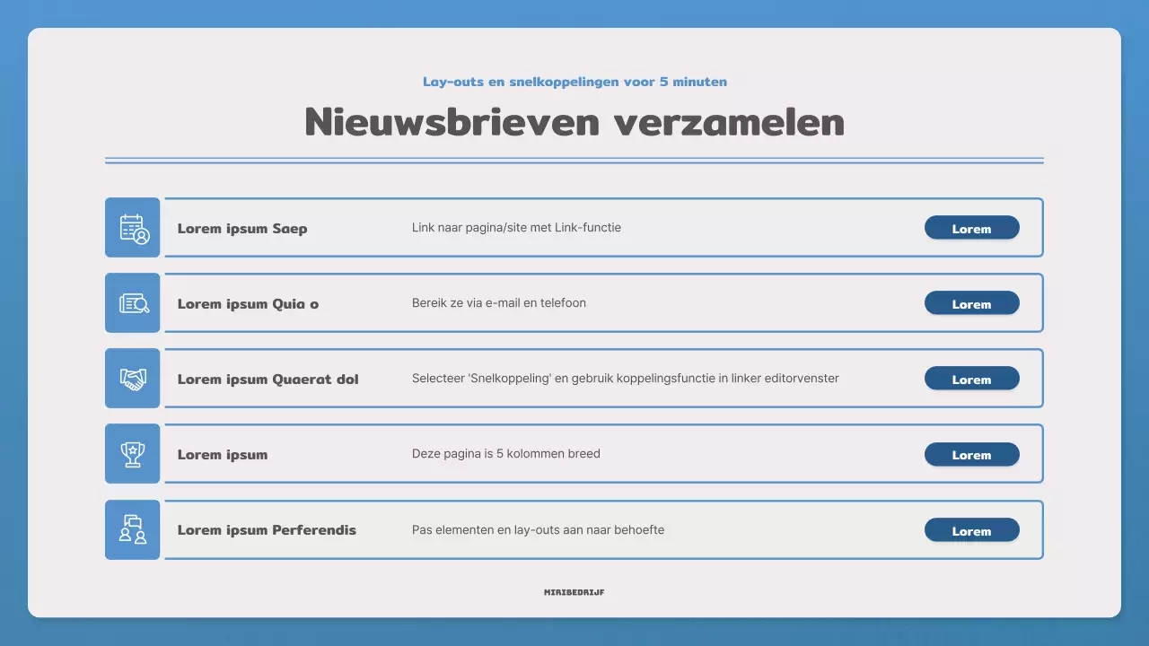 Promoot je nieuwsbrief met een eenvoudige brief in blauw en marineblauw