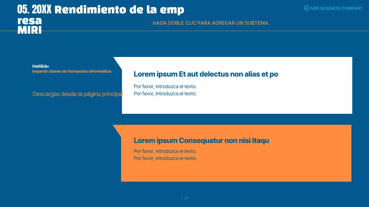 Un sencillo cuadro de mando azul y naranja