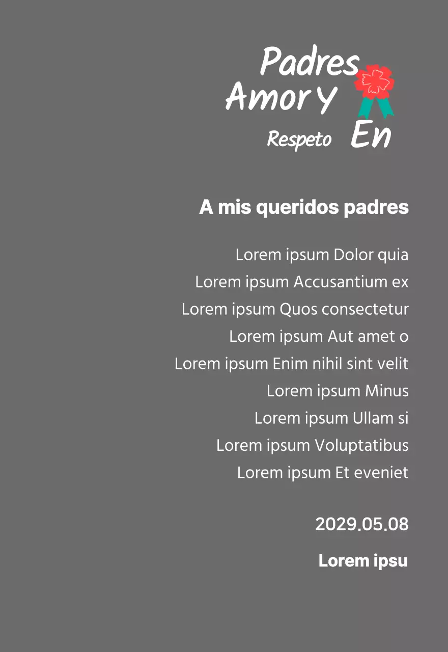 Caligrafía del Día de la Madre con ilustración de clavel rojo