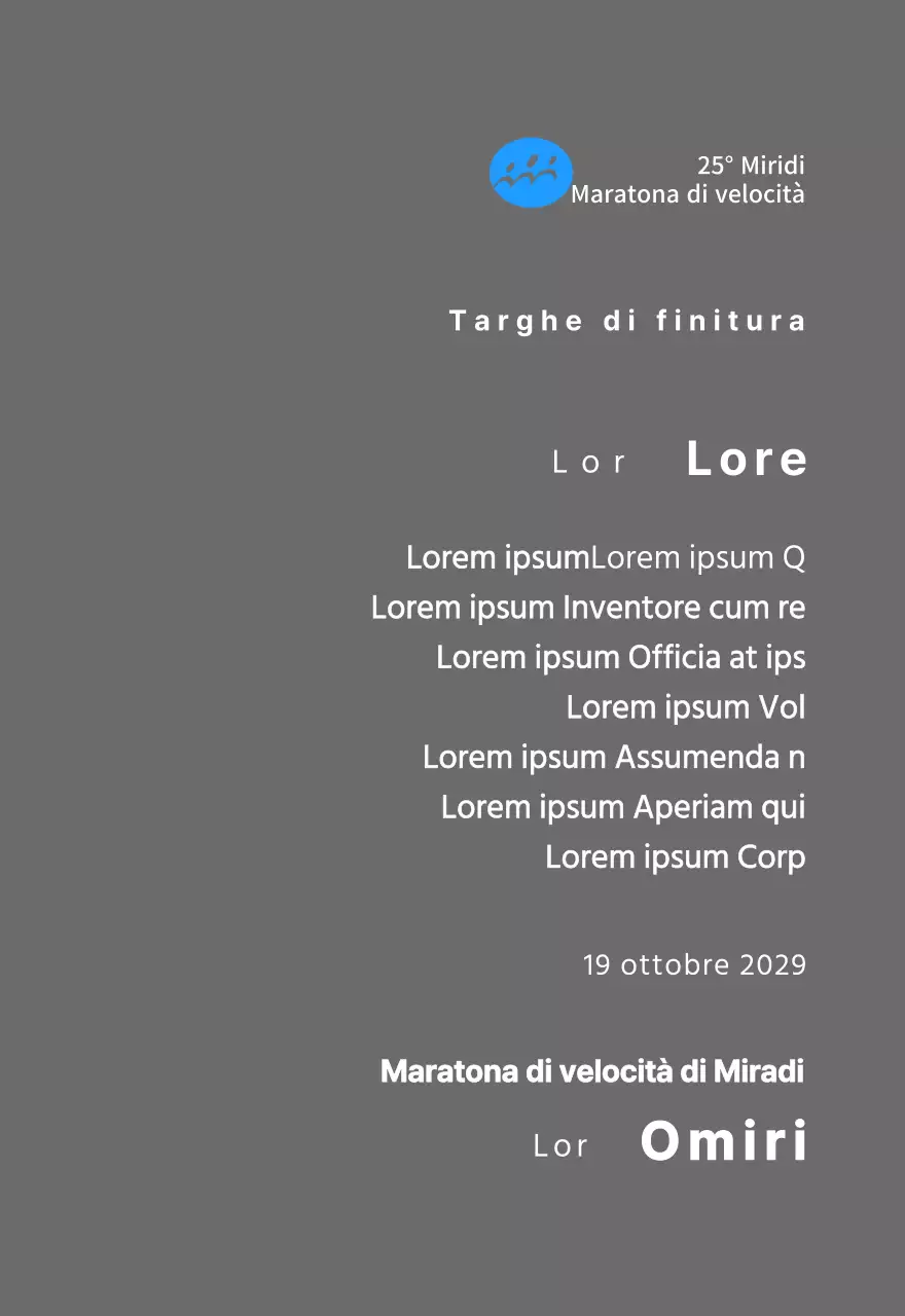 Targa per il finisher del concetto di maratona con logo semplice