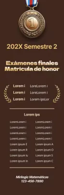 Promocione una escuela académica con clase con una imagen de una medalla de oro con puntos dorados sobre fondo marrón