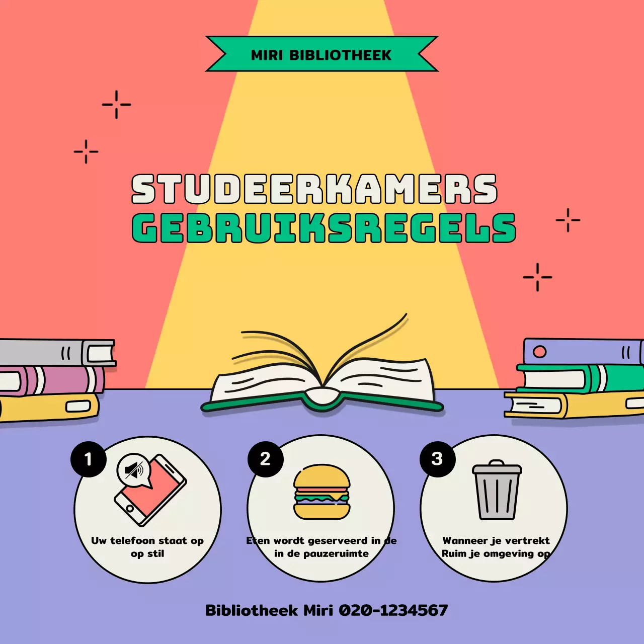 Aankondiging van de regels voor een kitscherige mauve en mint studiekamer