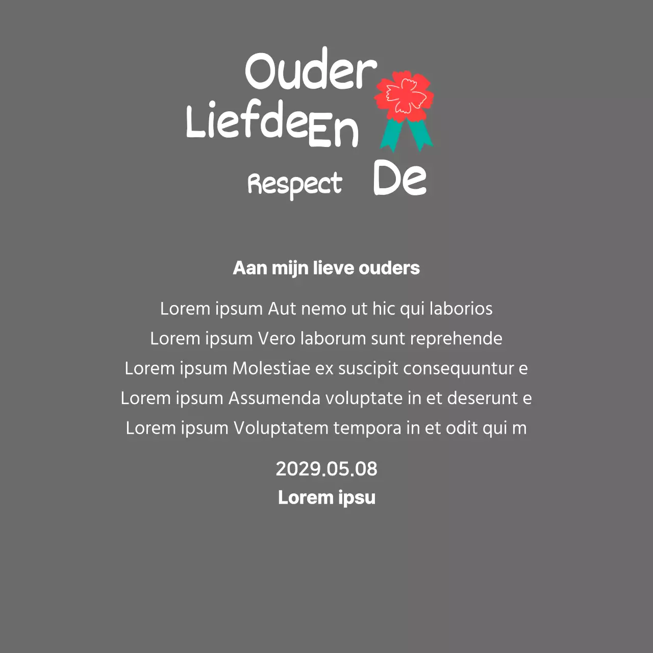 Moederdag kalligrafie met rode anjer illustratie