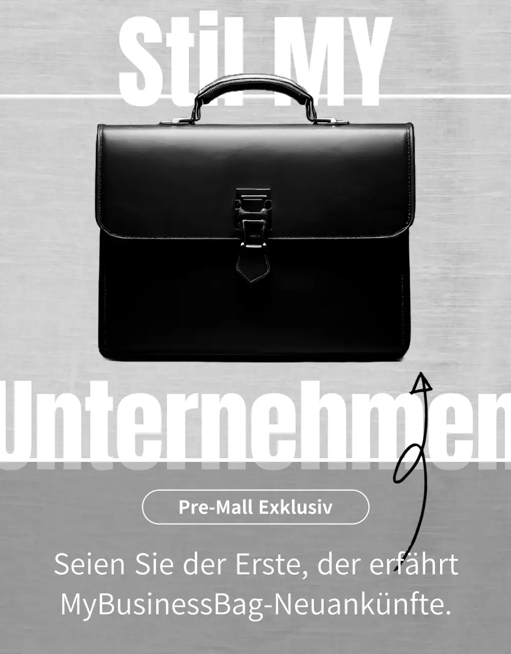 Minimalistische Taschenanzeige in Schwarz und Weiß