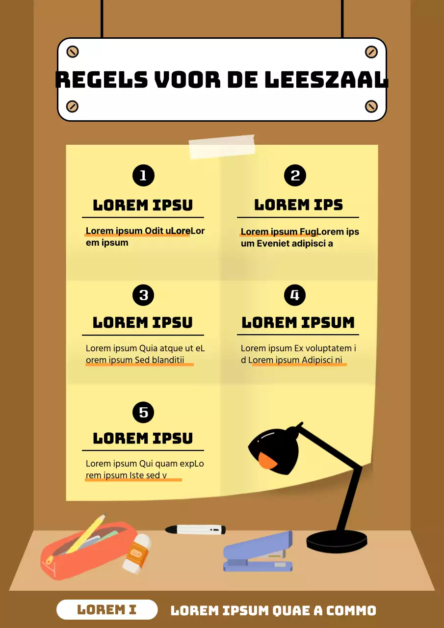 Een eenvoudige geelbruine studeerkamer met een paar herinneringen