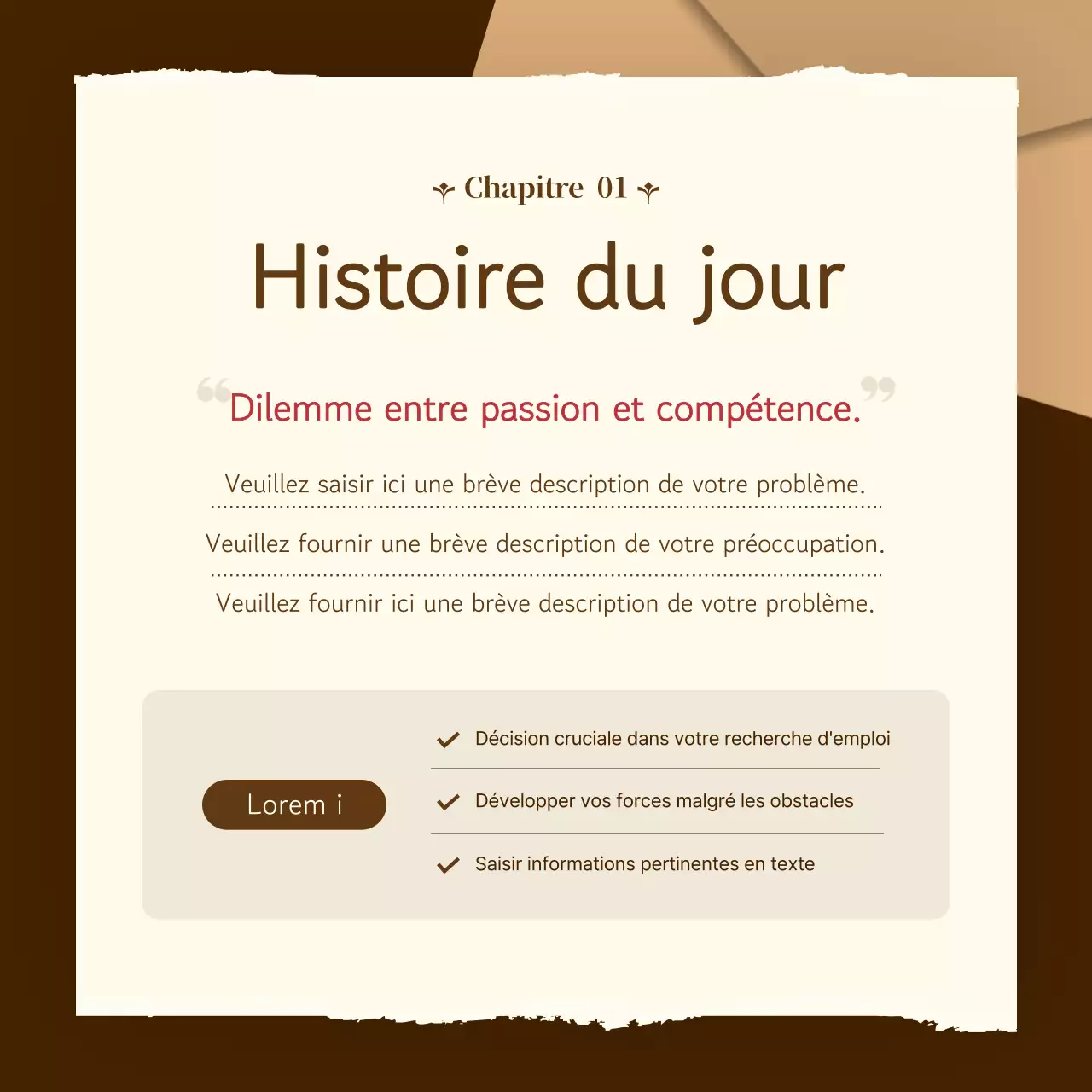 Promouvoir une ligne de conseil simple, brune et beige