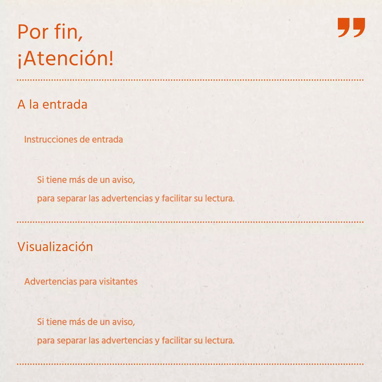 Promover una información central moderna en naranja y beige