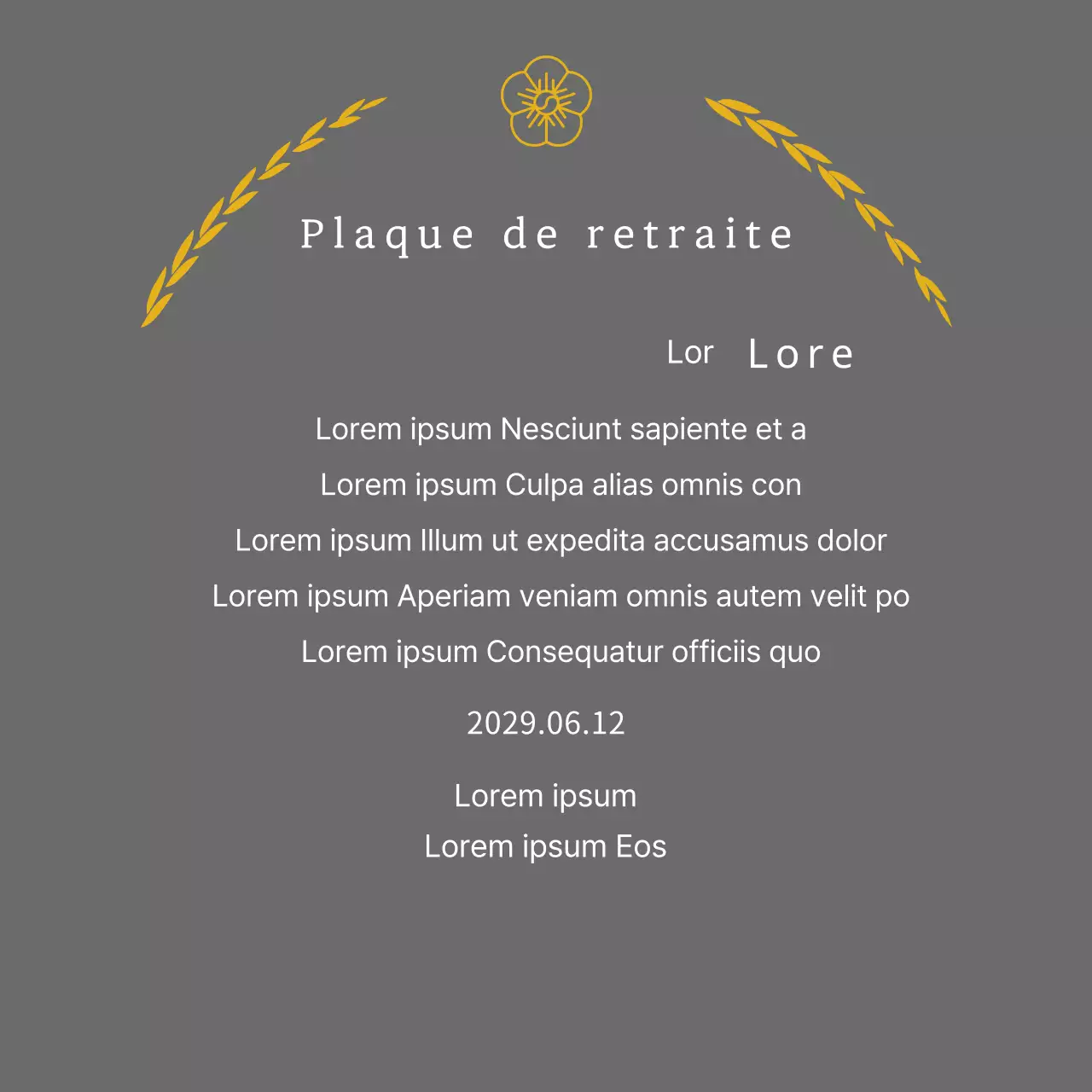 Plaque d'appréciation du concept d'inscription avec des feuilles de laurier et des fleurs de ligne