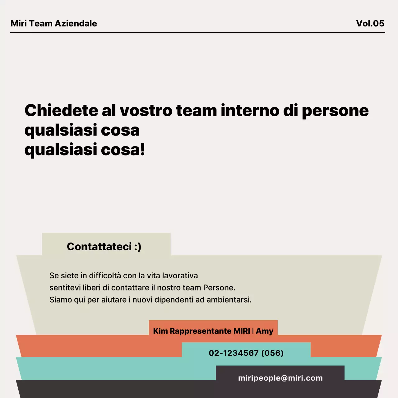 Materiali moderni per l'inserimento dei nuovi assunti in arancione e menta