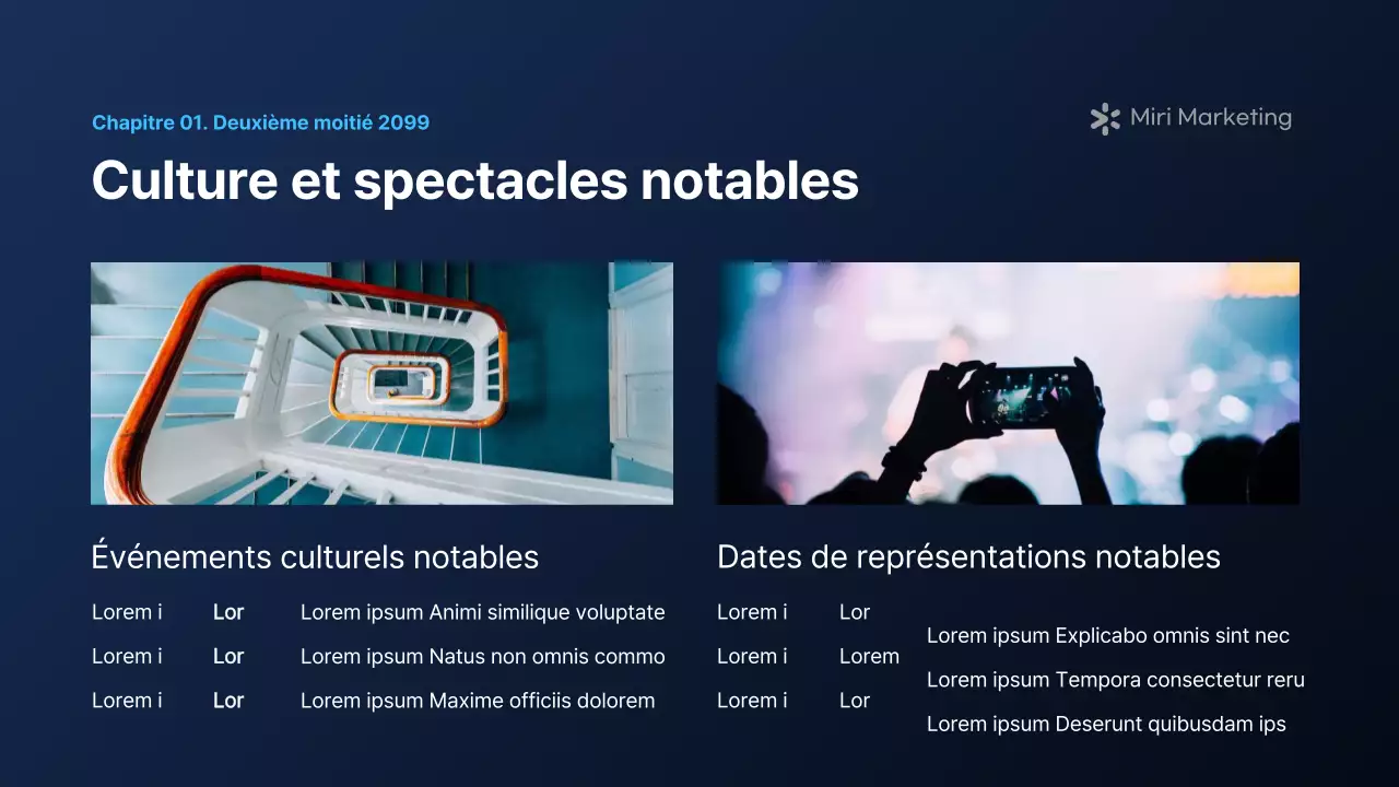 Un rapport de marketing moderne en bleu marine et blanc