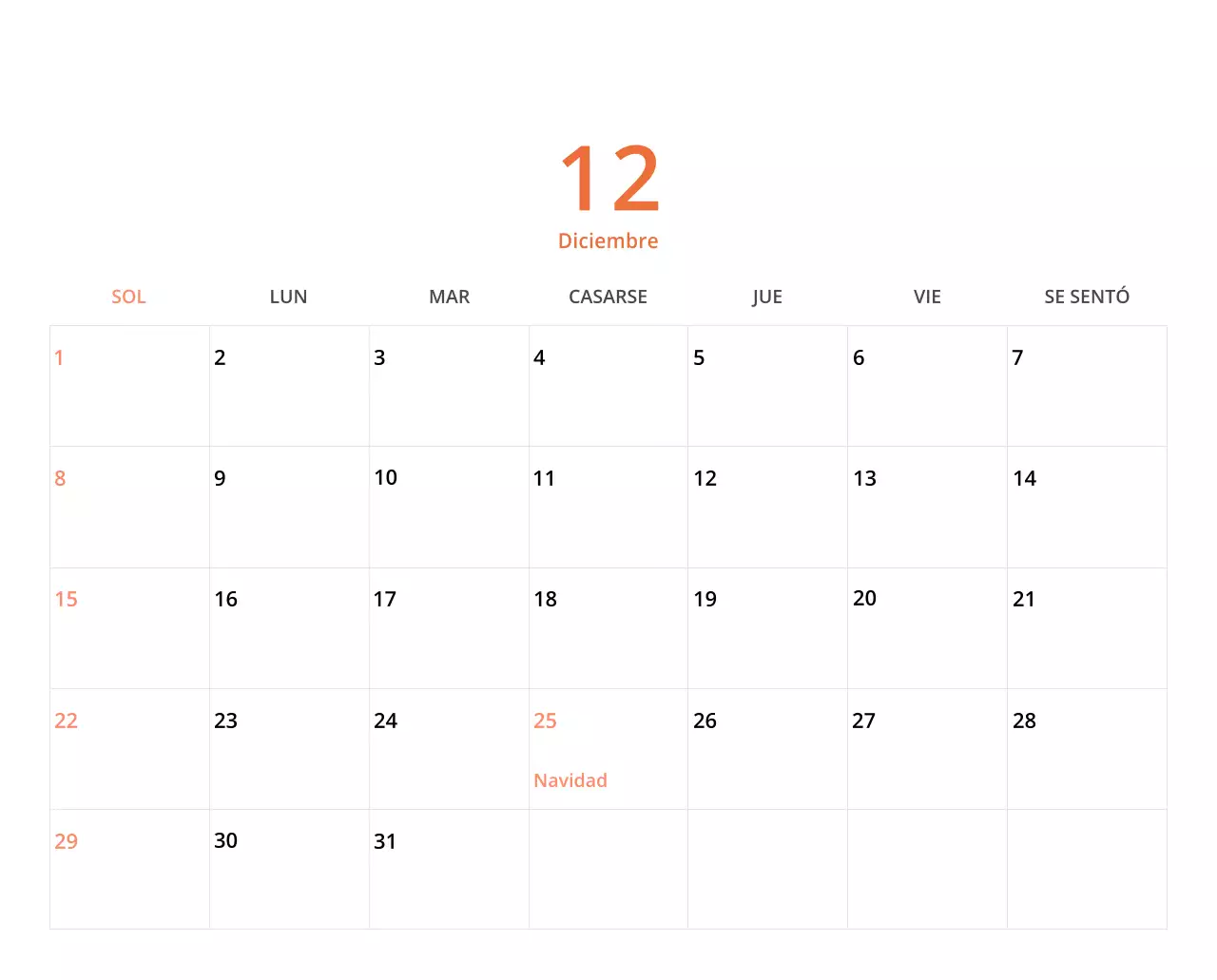Bonito calendario de sobremesa ilustrado de temática familiar en color verde
