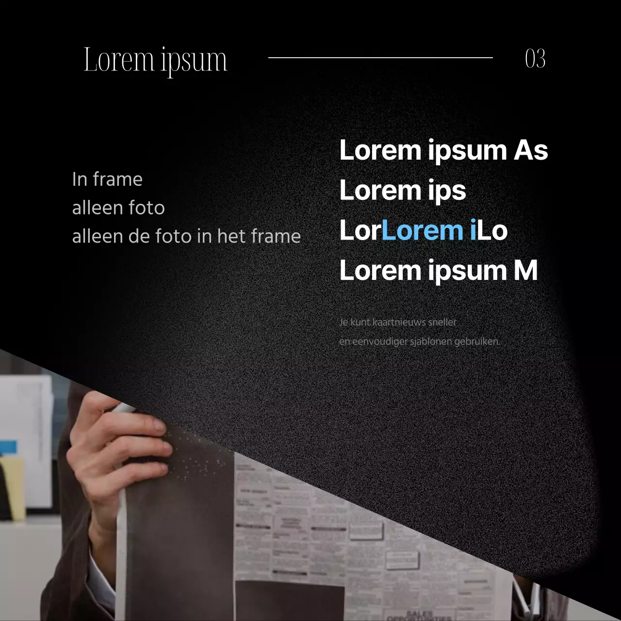 Een moderne zakelijke post in zwart en lichtblauw