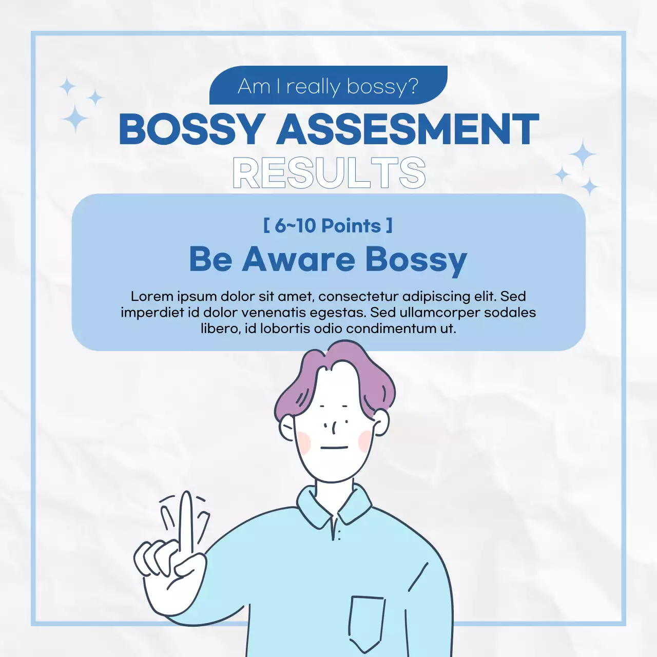 A kitschy blue and white goofy survey