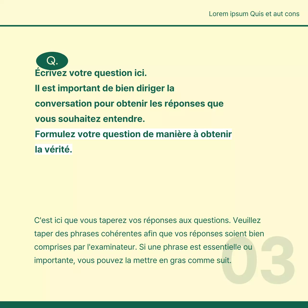 Un portrait d'entreprise simple, un poste d'entretien en ivoire et vert