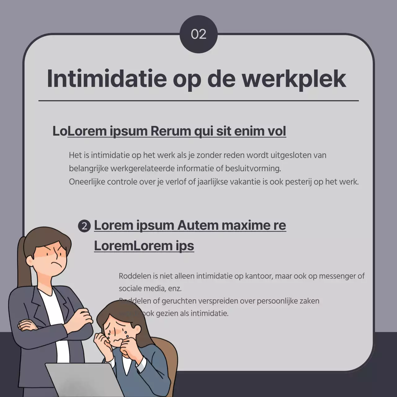 Een gids voor het melden van intimidatie op het werk in vintage navy en grey