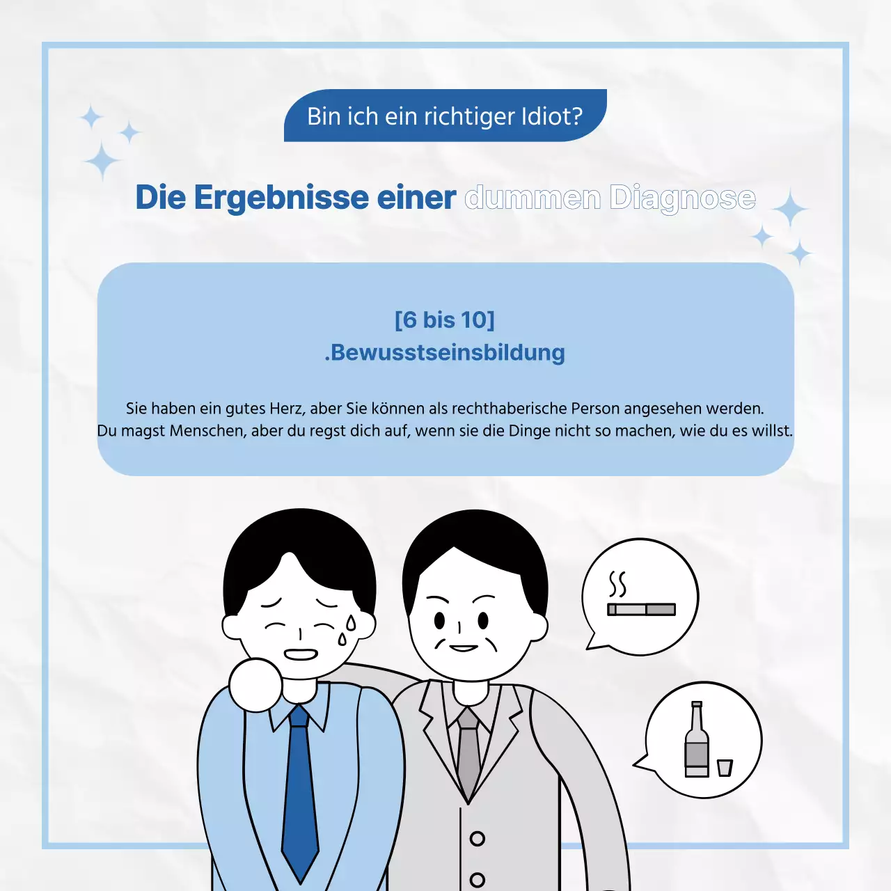 Eine kitschige, blau-weiße Umfrage