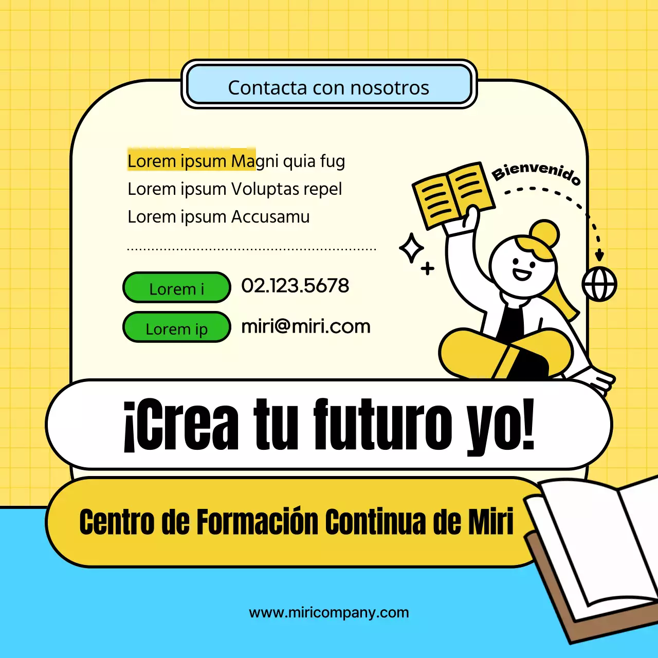 Un pintoresco centro de formación amarillo y verde para fomentar la contratación de estudiantes