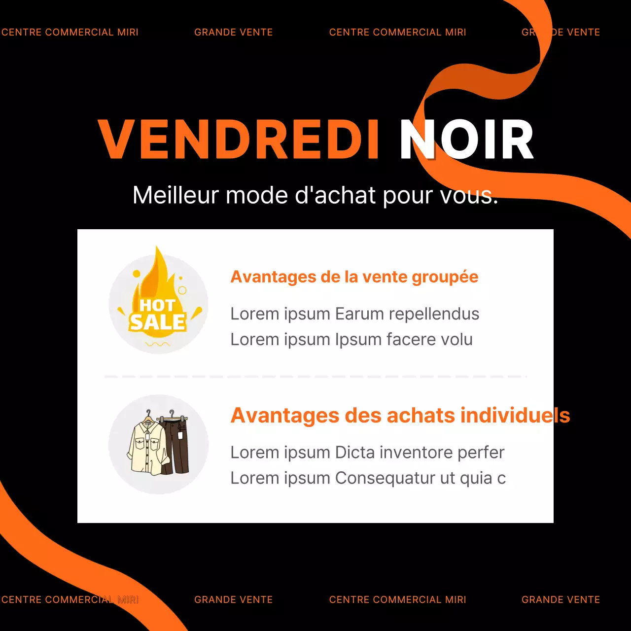 Des publicités tendance pour le Black Friday en noir et rouge