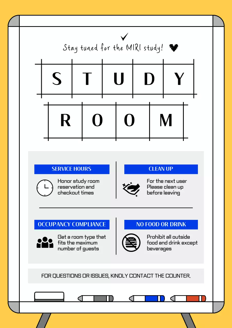 Yellow Minimal Study Notice Poster