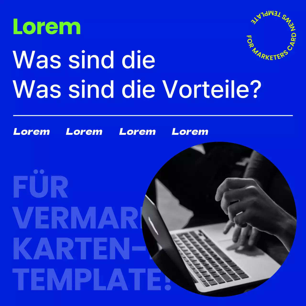 Moderne und trendige cardnews Vorlage Vorschlag in marineblau und fluoreszierenden Farben