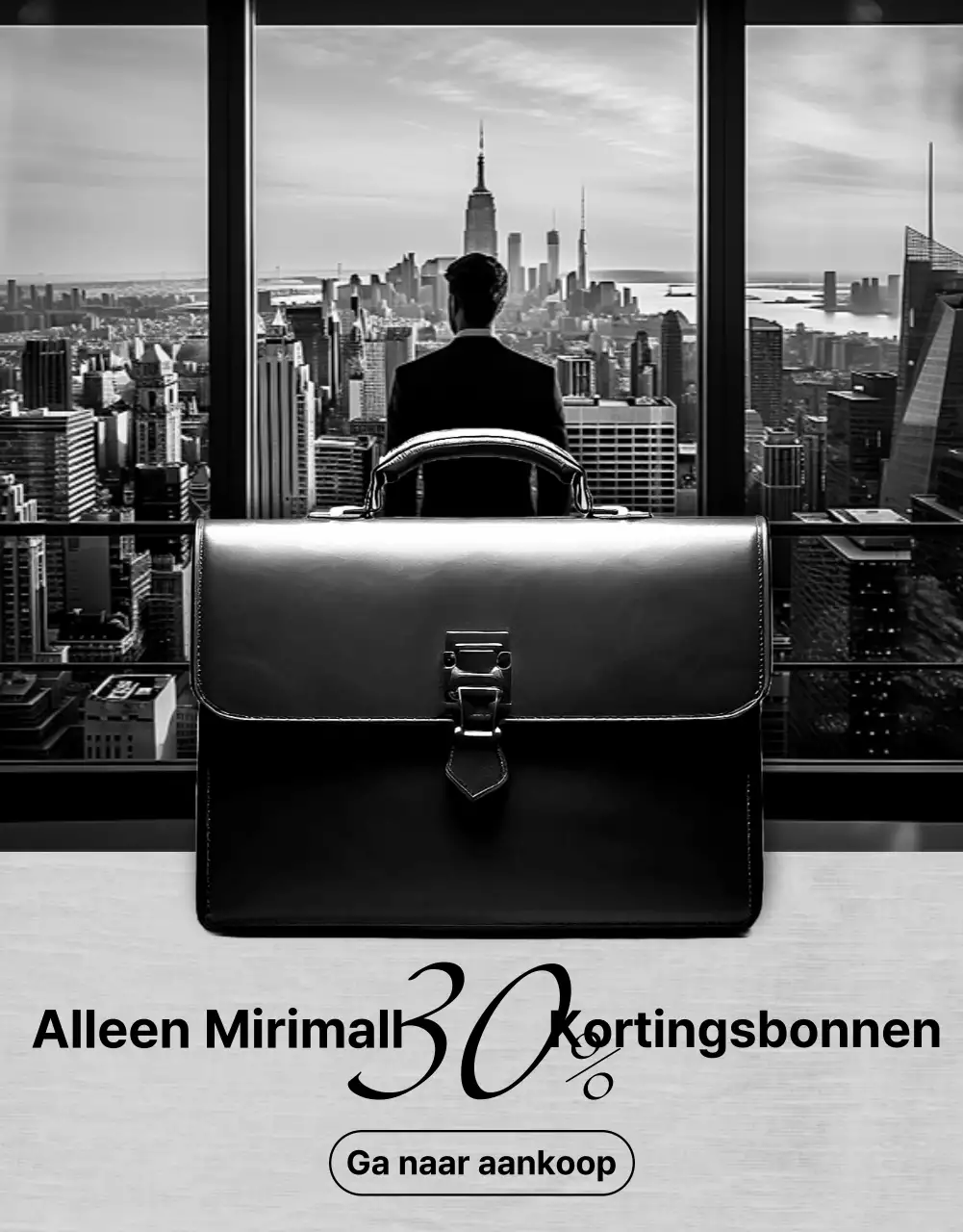 Minimalistische tassenreclame in zwart-wit