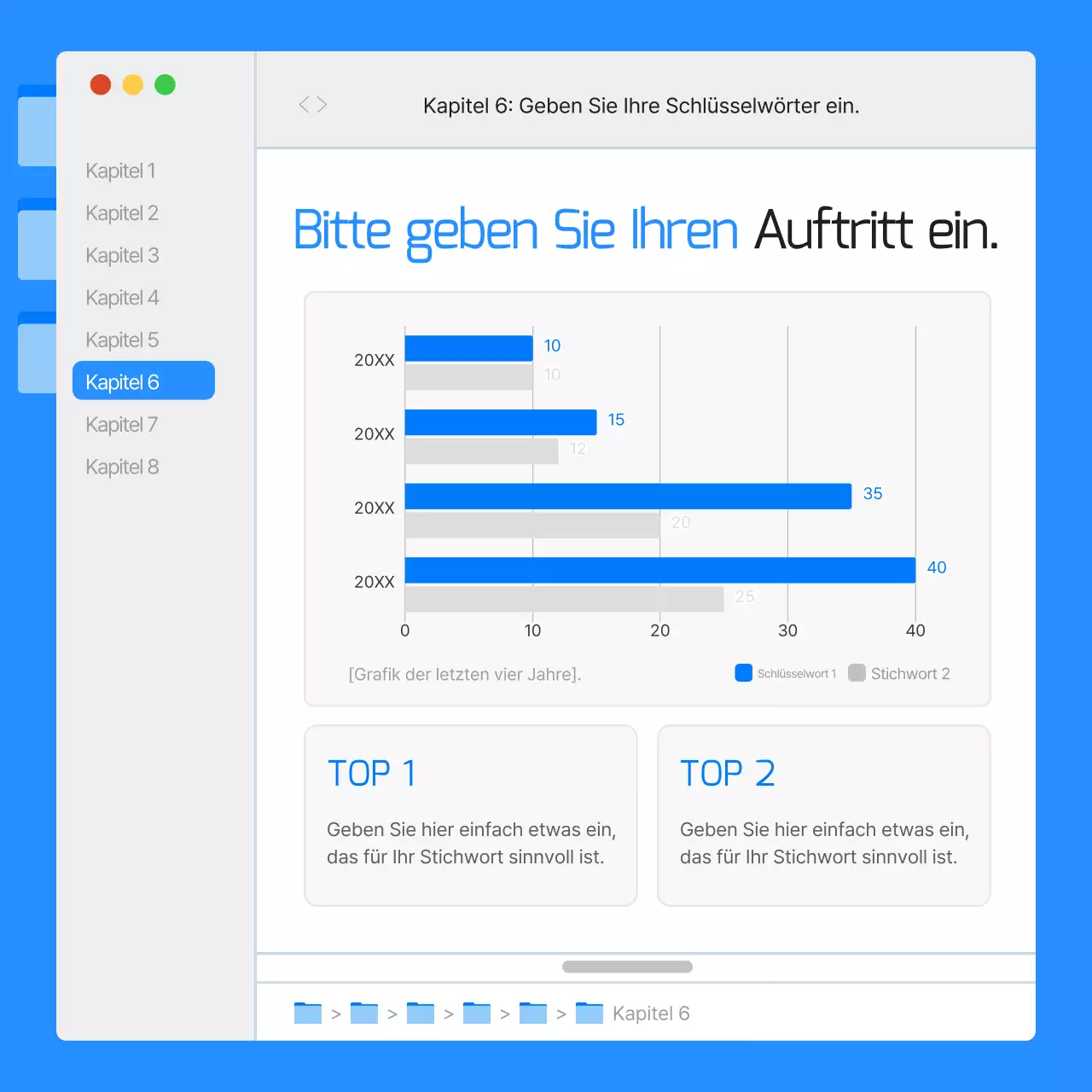 Einfache Monitor-UI-Berichte in Blau und Orange