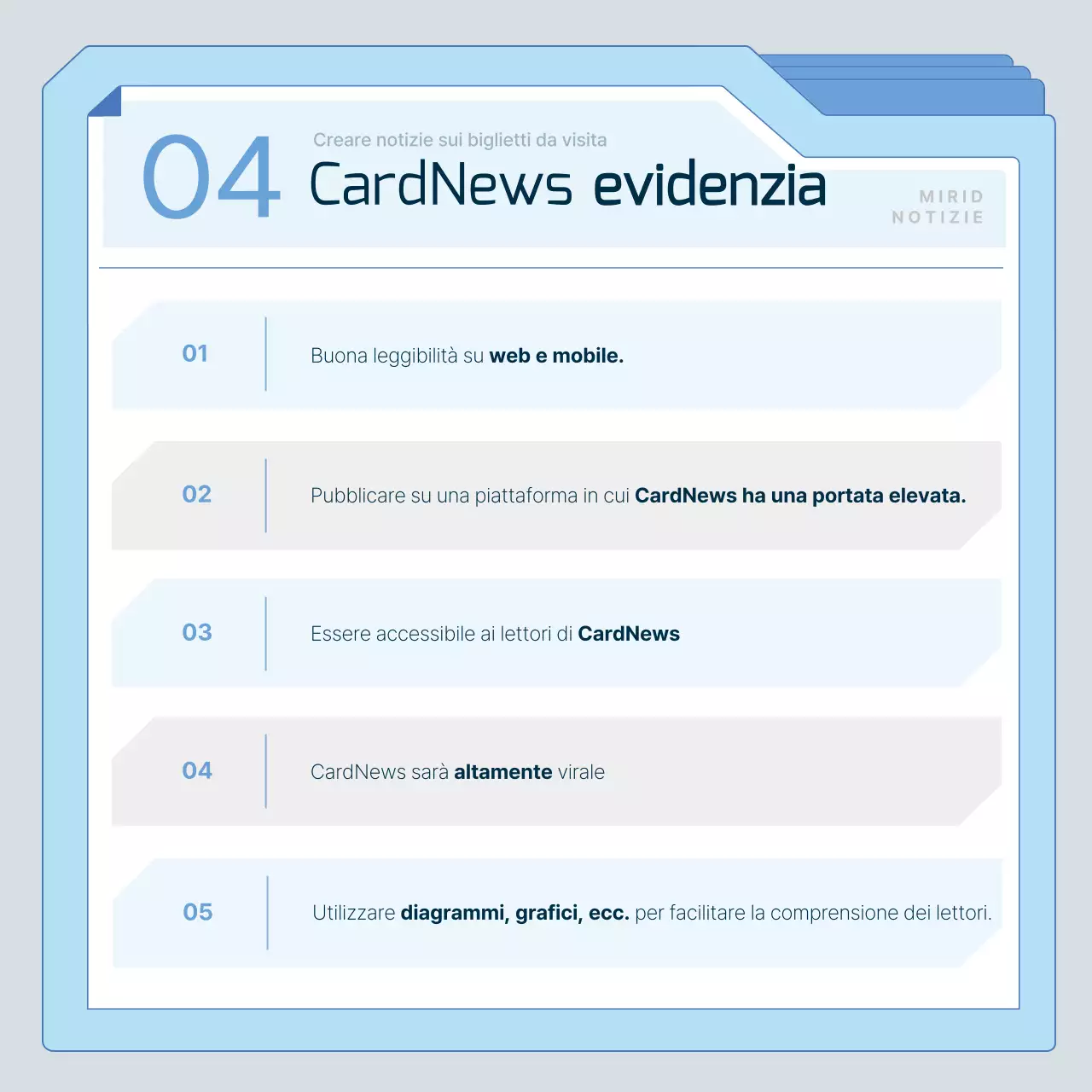 Carte di marketing moderne in azzurroNewsTutorial