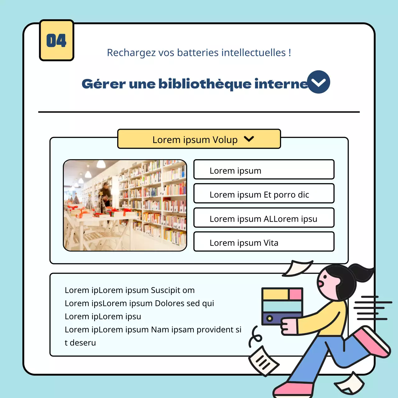 Un guide pour des programmes simples de formation en entreprise en bleu clair et jaune