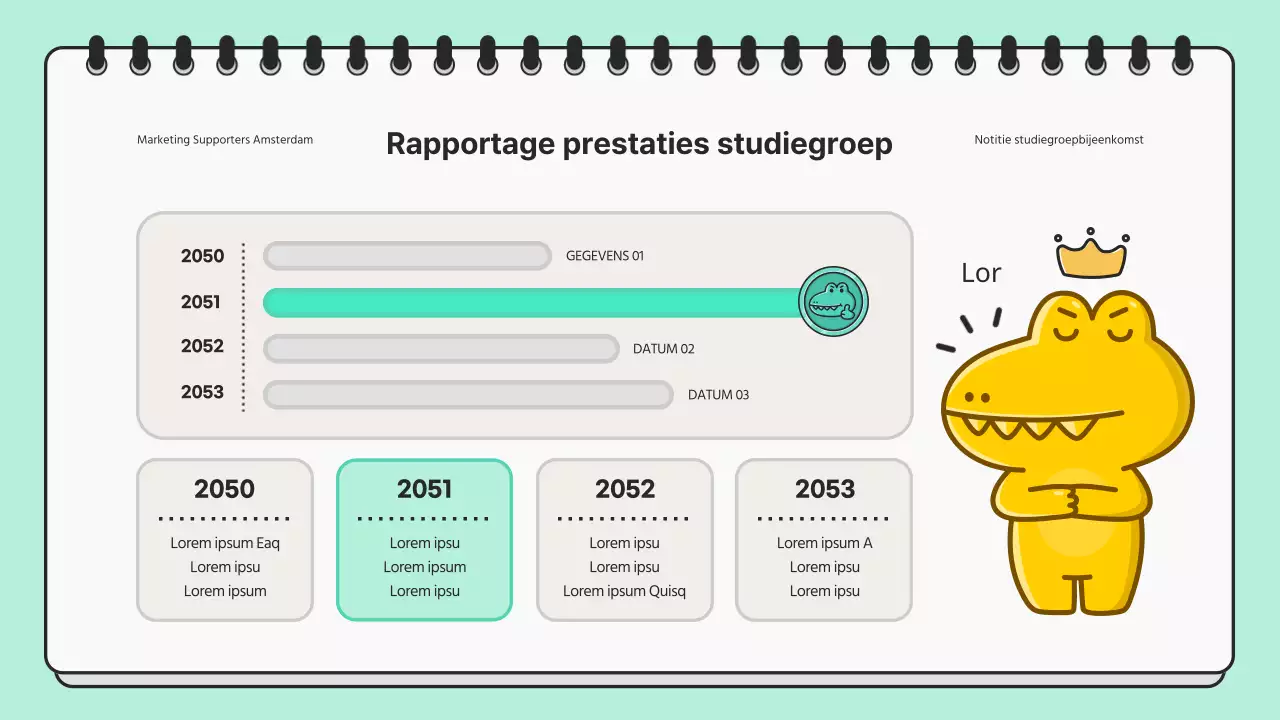 Minimalistische presentatie voor studiebijeenkomst in mint en zwart
