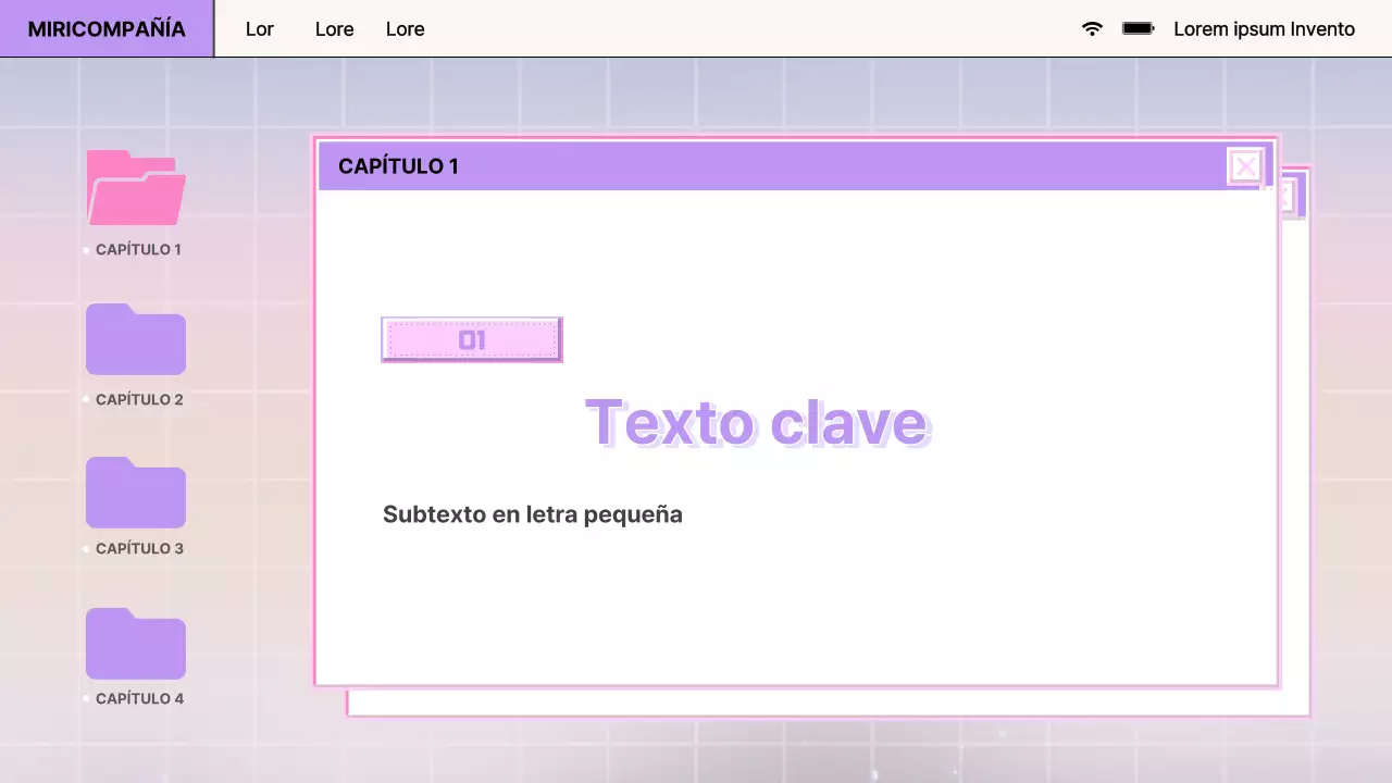 Informe de diseño de navegador retro en morado y rosa