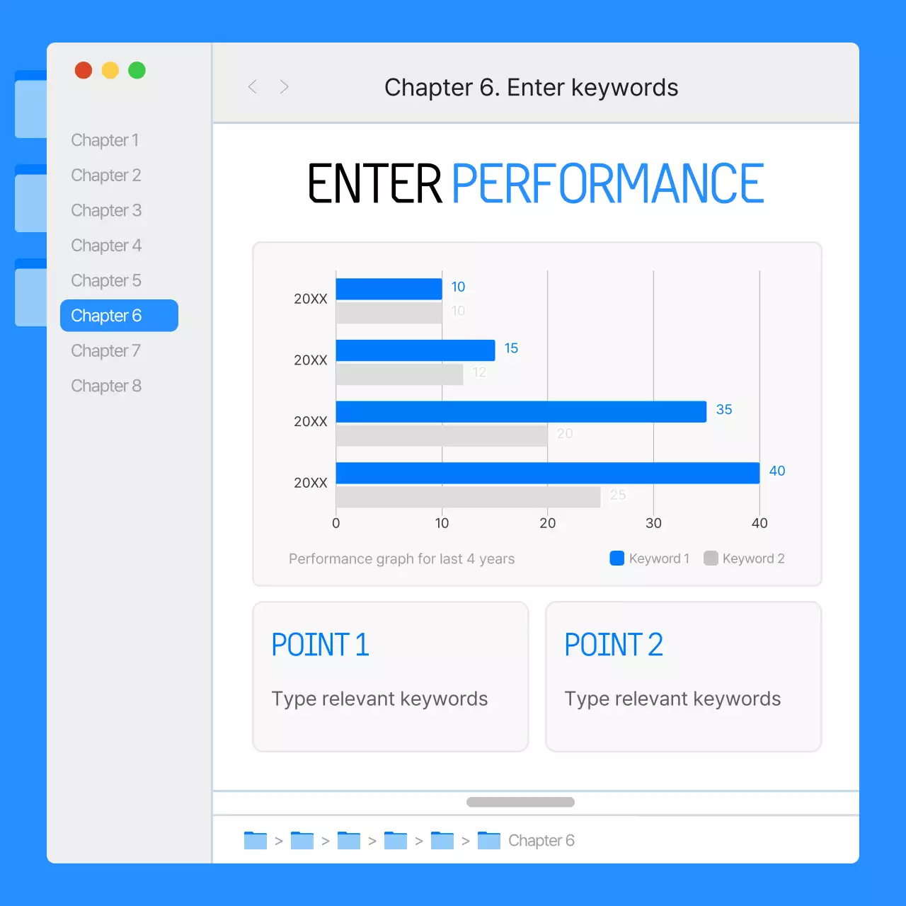 Simple monitor UI report with blue and orange color scheme