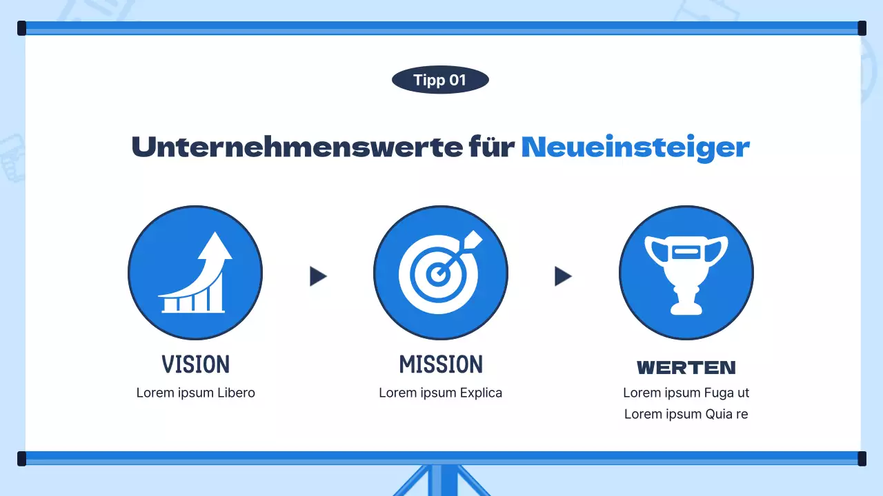 Modernes Schulungsmaterial für neue Mitarbeiter mit hellblauem Hintergrund